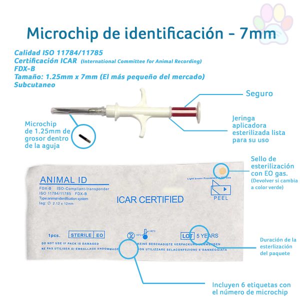 Microchip de Identificación Animal 7mm