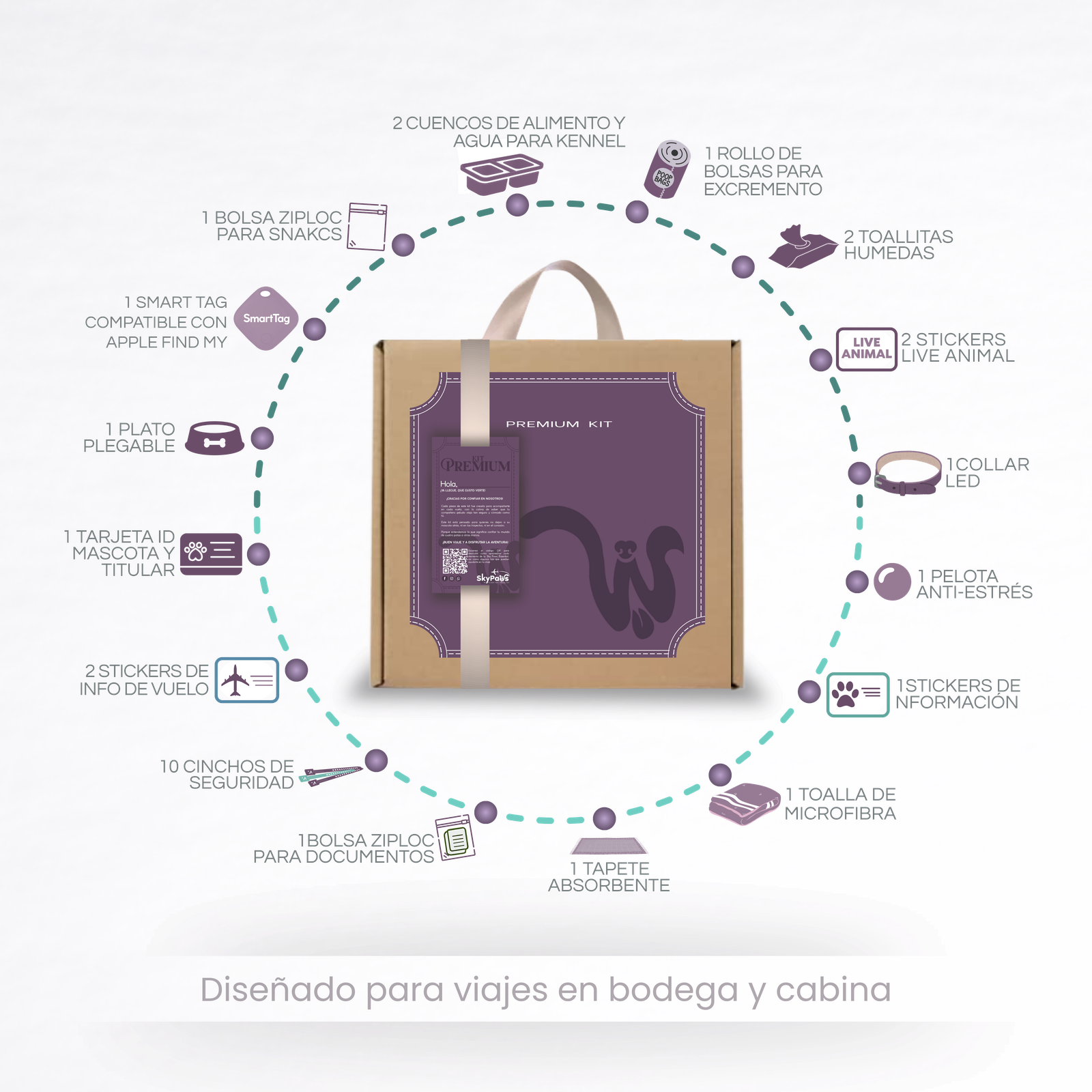 Kit Premium Viaje Mascotas Avion Cabina Y Bodega con Localizador - Imagen 5