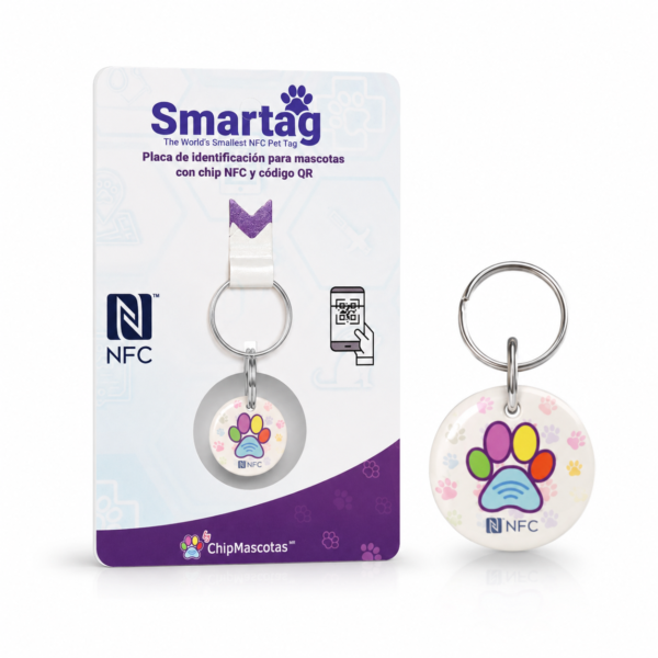 Smartag Para Mascotas Con Chip Nfc + Qr Y Alerta De Extravío